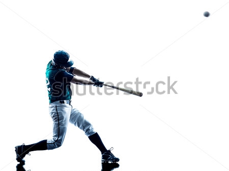 Постер Бейсболист отразил битой мяч 