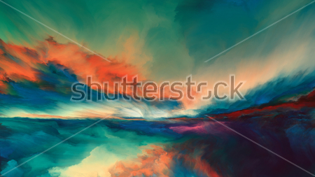 Картина Закат над морем - яркое сочетание насыщенных оттенков красного, синего и фиолетового цвета 