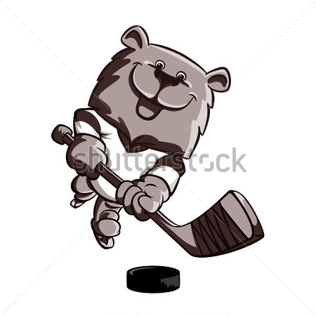 Картина Забавный медведь играет в хоккей 