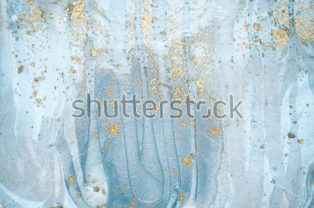 Картина Нежная пастельная композиция в серо-голубых тонах с золотыми вкраплениями - зимний рассвет в берёзовой роще 