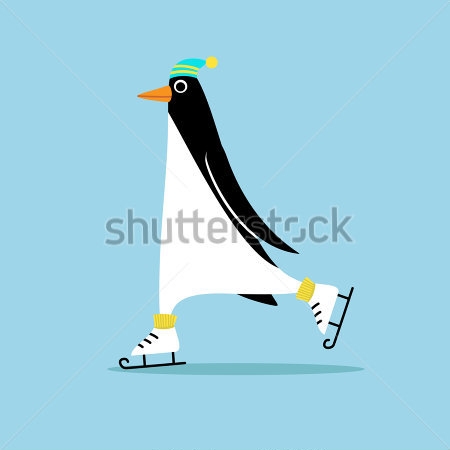 Картина Забавный пингвин-фигурист в шапочке 