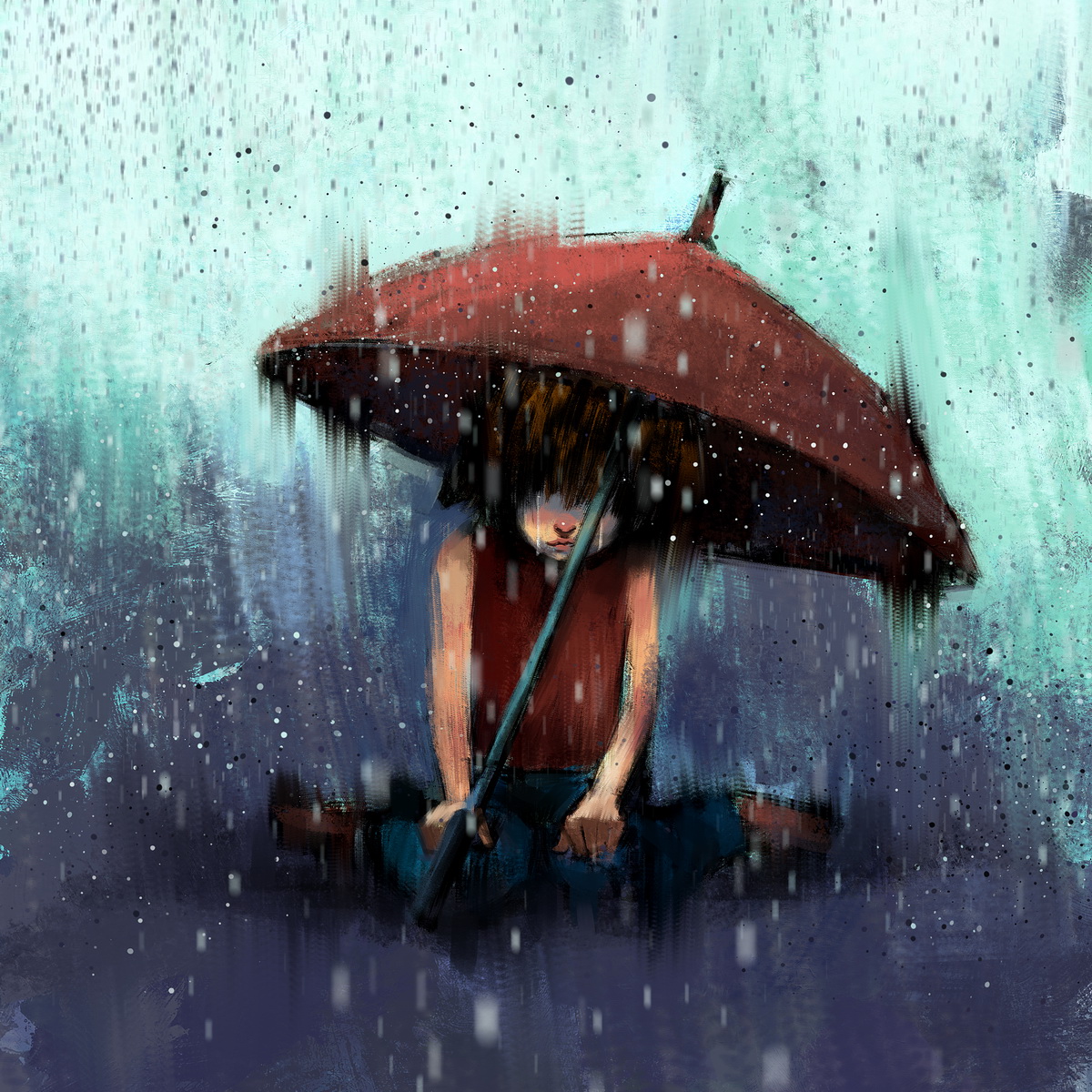 Картина Человек под зонтом 
