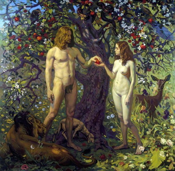 Постер Адам и Ева. Грехопадение (Adam and Eve. fall of man) Попов Павел