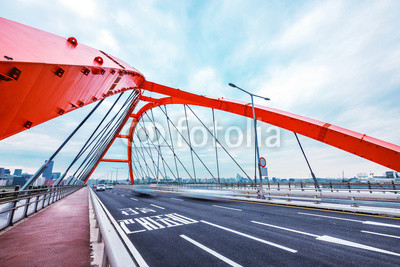 Картина маслом Мост с абстрактными стальными конструкциями в Сеуле 