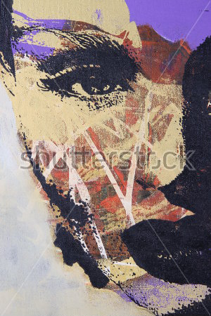 Картина Женское лицо с яркими цветовыми акцентами  