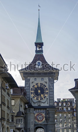 Картина Красивая башня с часами в Старом городе Берна 