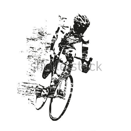 Картина маслом Динамичный силуэт  велосипедиста на большой скорости 