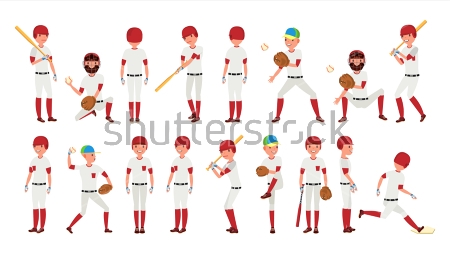Картина Иллюстрация с игроками на разных позициях в игре бейсбол 