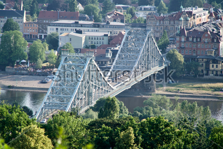 Картина маслом Вид на мост "Голубое чудо" в Дрездене 