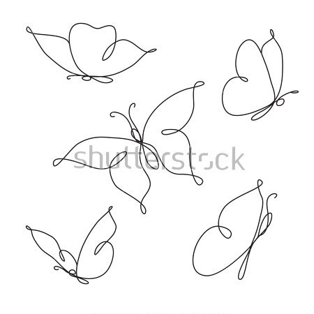 Картина Композиция из бабочек, нарисованных одной непрерывной линией 