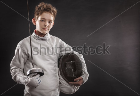 Картина Юный фехтовальщик с рапирой и маской 