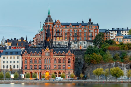 Постер Красивые дворцы на набережной Стокгольма  