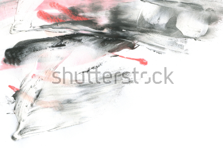 Картина Динамичное сочетание оттенков серого на белом фоне с яркими красными пятнами и кляксами 