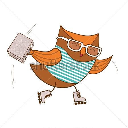 Картина Модная сова в очках мчится на роликах 