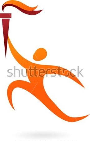 Картина Лаконичная иллюстрация бегуна с олимпийским факелом 
