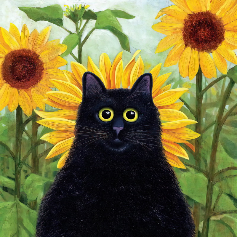 Красивый черный кот. Кошка в подсолнухах. Кот в подсолнухах. Кот подсолнух. Кот подсолнух.