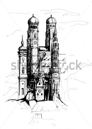 Картина Эскиз башен Собора Святой Богородицы в Мюнхене 