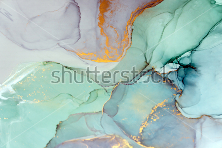 Картина Гармоничное сочетание пастельных оттенков голубого, зелёного и сиреневого цвета с вкраплениями жёлтых и оранжевых пятен 