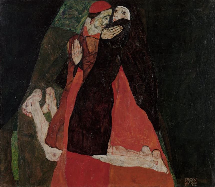 Постер Кардинал и монашка (нежность) (1912) Шиле Эгон