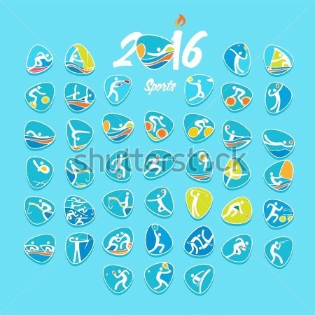 Картина Иллюстрация с иконками летних видов спорта на Олимпийских Играх в Рио-де-Жанейро 2016 