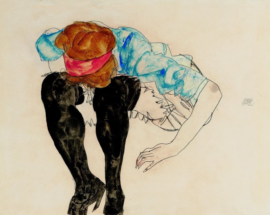 Картина Шиле Эгон «Девушка в черных чулках»