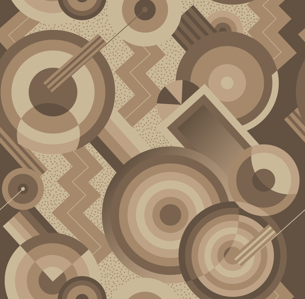Постер Монохромный коллаж из различных геометрических фигур в оттенках коричневого цвета  