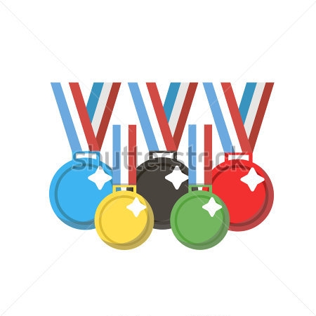Картина Красочная иллюстрация с олимпийскими кольцами в виде медалей 