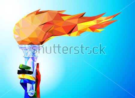 Картина Иллюстрация с олимпийским огнём в красочном геометрическом стиле ХХІІІ Олимпийских игр 