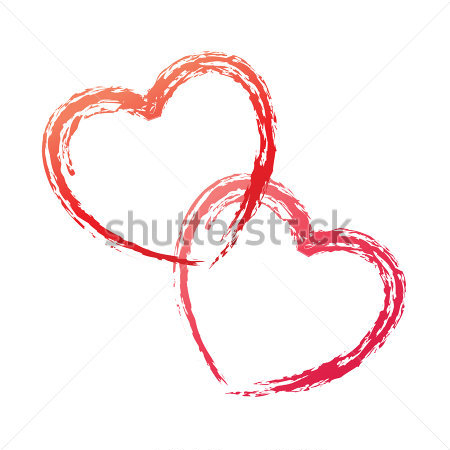 Картина Два красных сердечка на белом фоне 