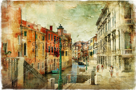 Картина Уютные каналы романтической Венеции - произведение в стиле живописи или состаренной фотографии 