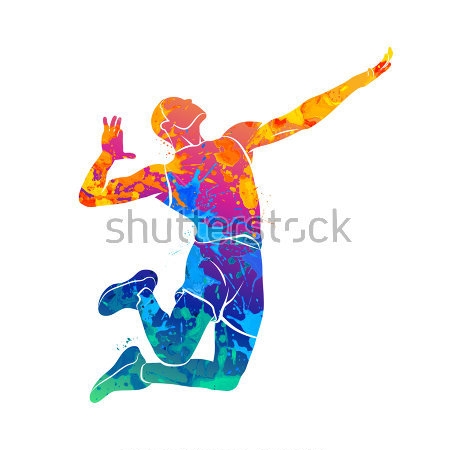 Картина Динамичная иллюстрация с волейболистом, подающим мяч 