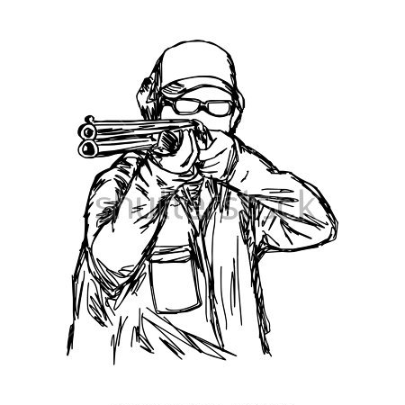 Картина Рисованный эскиз человека с ружьём 