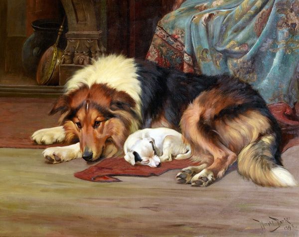 Купить картину маслом Пес и щенок (Dog and Puppy) Баркер Райт от 5670 руб.  в галерее DasArt