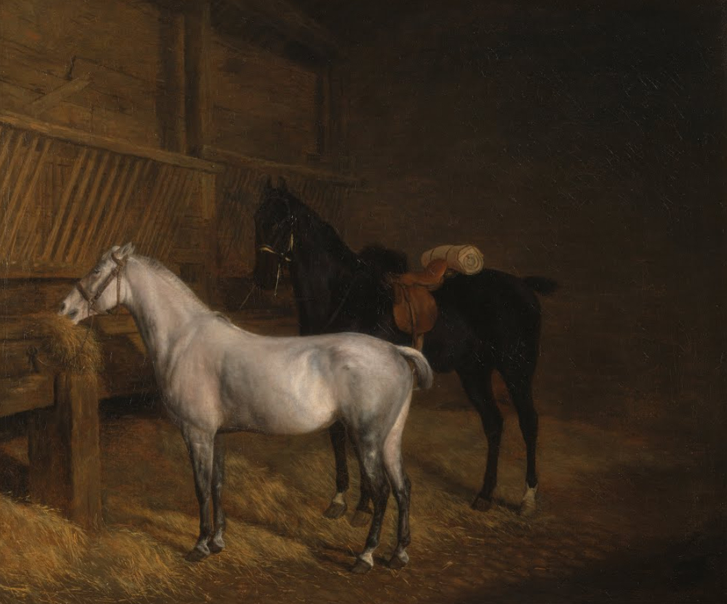 Купить картину маслом Серый пони и черный конь в конюшне Агас Жак-Лоран от  5660 руб. в галерее DasArt