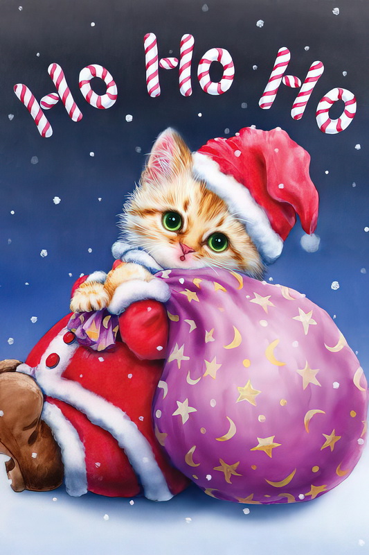 Купить плакат Новогодний кот от 290 руб. в арт-галерее DasArt