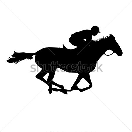 Картина Силуэт скаковой лошади с жокеем 