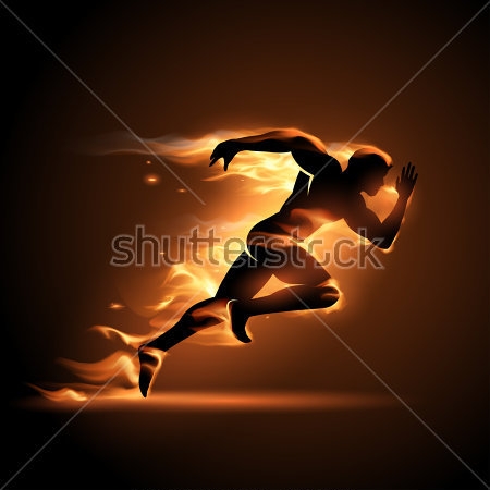 Картина Бегущий человек в пламени огня 