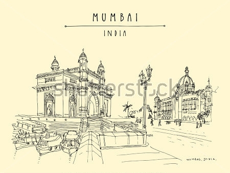 Картина Памятники архитектуры - Ворота в Индию и Тадж-Махал Палас в Мумбаи 