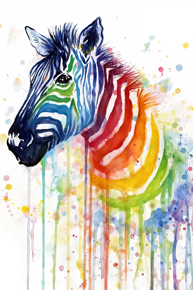 絵画 Zebrappy Картина маслом Цветная зебра в стиле поп-арт купить на стену в арт