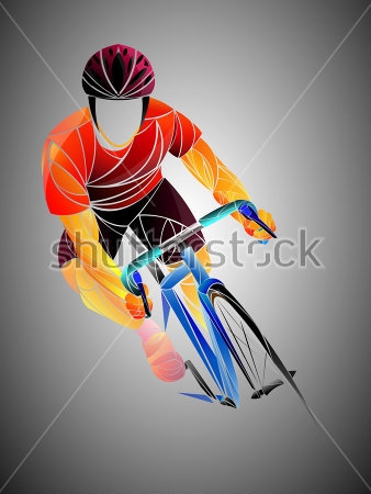 Картина Лаконичная красочная иллюстрация велогонщика 