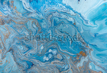 Картина Движение синего мрамора - красивое сочетание оттенков голубого цвета с золотыми вкраплениями 
