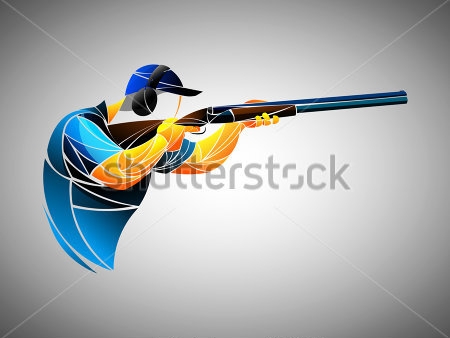Картина Иллюстрация со спортсменом, стреляющим из спортивной винтовки 