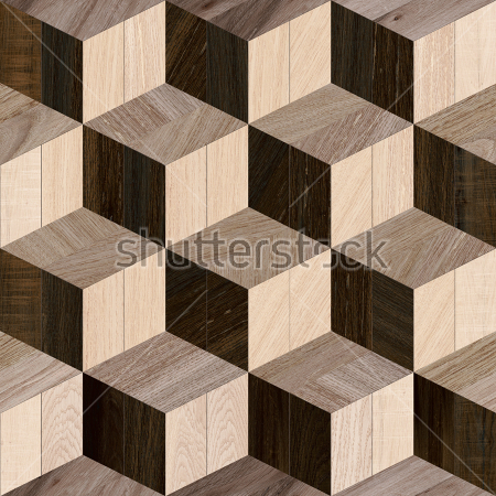 Картина Оптическая иллюзия объёма - композиция из деревянных кубов или ромбов 