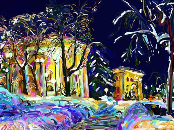 Купить картину маслом Зимний пейзаж в стиле импрессионизм от 5690 руб. в  галерее DasArt