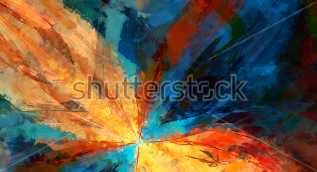 Картина Контрастное сочетание оттенков оранжевого и синего цветов  