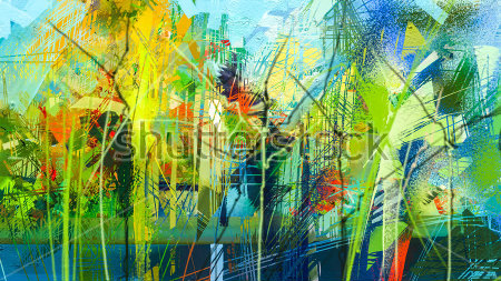 Картина Красочный абстрактный пейзаж с буйством ярких красок и оттенков 