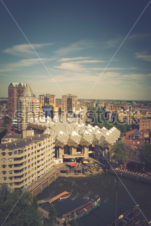 Картина маслом Красивая панорама Роттердама с кубическими домами 