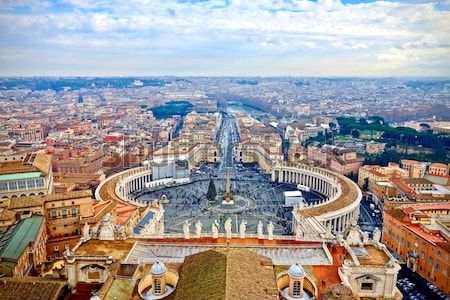 Картина маслом Великолепная панорама с видом на площадь Святого Петра в Ватикане (Италия) 