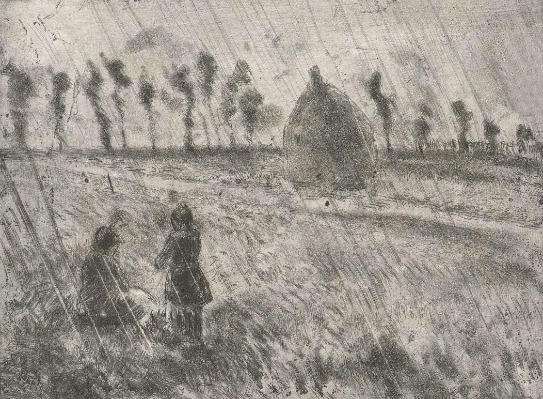 Постер Дождь на земле (1879) Писсарро Камиль
