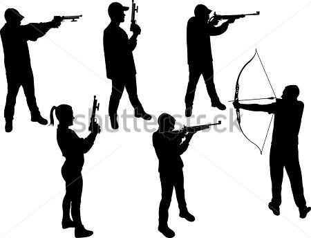 Картина Силуэты стрелков с различными видами оружия 